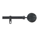 Douceur d'Intérieur, Tringe Extensible en Kit Complet (210 < 380 cm) Bullette Noir/Argent, Patiné