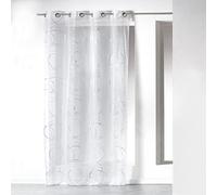 douceur d'intérieur, Voilage à Oeillets (140 x 240 cm) Bully Blanc, Voile Imprimé Argent