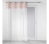 Douceur d'Intérieur, Voilage à Oeillets (140 x 240 cm) Clairine Rose, Voile Sablé avec Top Velours Imprimé Or