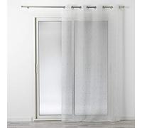 Douceur d'Intérieur, Voilage à Oeillets (140 x 240 cm) Dixie Blanc/Argent, Luminette Fils Métallisés