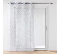 Douceur d'Intérieur, Voilage à Oeillets (140 x 240 cm) Duchesse Blanc, Voile Sablé Imprimé Métallisé