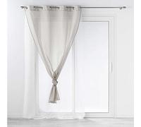 Douceur d'Intérieur – Rideau voilage à œillets Duetto – Voile double sablé 140 x 240 cm Gris/Blanc