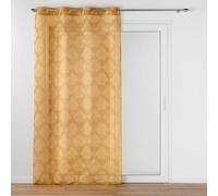 Douceur d'Intérieur Voilage à œillets Levita 140 x 240 cm Voile tissé appliqué Ocre