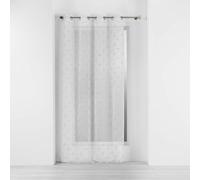 Douceur d'Intérieur, Voilage à Oeillets (140 x 240 cm) Olympia Gris, Voile Sablé Brodé