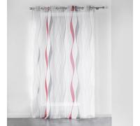 Douceur d'Intérieur Voilage Imprimé Ruban Ondulé 140 x 240 cm Œillets Rouge