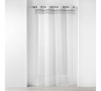 Douceur d'Intérieur - Rideau voilage à œillets Nikita 140x280 cm Voile sablé avec top jacquard Blanc