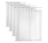 Douceur d'Intérieur Voilage à Oeillets Grande Largeur (240 x 240 cm) Lissea Blanc, Voile Sablé (Lot de 4)