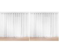 Douceur d'Intérieur Voilage à Oeillets Grande Largeur (400 x 240 cm) Lissea Blanc, Voile Sablé (Lot de 2)