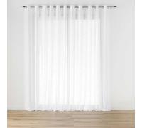 Douceur d'Intérieur, Voilage XXL à Oeillets Grande Largeur (240 x 400 cm) Haltona Blanc, Effet Lin Tissé