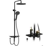 Douche à effet pluie, sans robinet, avec étagère, système de douche avec pommeau de douche en acier inoxydable