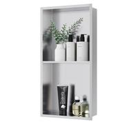 Douche à encastrer - Plat de douche en acier inoxydable, double pente, pour salle de bain - 60 x 30 cm