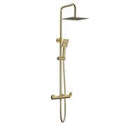 Douche Atlas, dimensions 25x25 cm, barre télescopique, pommeau de douche à 3 positions, finition dorée