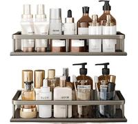 Douche Caddy Organisateur- acier inoxydable - sans perçage - montage mural - support de rangement - gris - 2 pièces