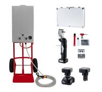Douche Cheval Portable Rouge 18L Eau Chaude Gaz + Tondeuse Sans Fil 2 Batteries 2500 tr/min Faible Bruit 2 Lames Chariot Acier Tuyau 10m Pistolet Mallette Accessoires