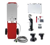 Douche Cheval Portable Rouge 18L Eau Chaude Gaz + Tondeuse Sans Fil 2 Batteries 2500 tr/min Faible Bruit 2 Lames Chariot Acier Tuyau 10m Pistolet Mallette Accessoires