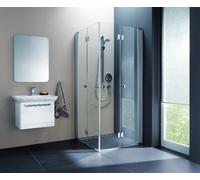 Douche d'angle en corail Porte pliante pendulaire demi myDay EFTS R 100, 965-985x2000mm, VB01310020AP1, Cabines de douche: Cadre : Argent mat, Verre : ESG GlasPlus
