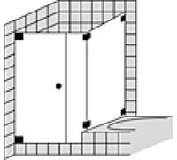 Douche d'angle SPRINZ Omega sur mesure avec porte battante ou porte avec partie latérale et paroi latérale raccourcie, dimensions jusqu'à : 1000x1000x2000mm, O18.0SO, Cabines de douche: Ferrures : sur