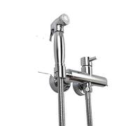 Douche de bidet Kit de douchette WC avec mitigeur eau chaude/eau froide. Robinet bidet mural noir, or brossé et chromé. Chasse d'eau en laiton qualité for femmes pour WC(Chrome bidet faucet)