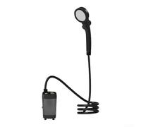 Douche de camping électrique portable avec affichage numérique, pomme de douche extérieure double mode, kit de bain de voyage rechargeable USB-C pour randonnée, camping-car, plage, tuyau de 2 m, gris