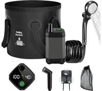 Douche de camping portable, 6000 mAh, avec seau pliable de 20 litres et pommeau de douche, idéale pour une utilisation en extérieur, en camping, dans le jardin, pour les animaux de compagnie ou à la p