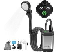 Douche de camping portable avec pompe, 4500 mAh, gris argenté, mobile