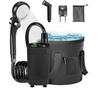 Douche de camping portable - Batterie 6000 mAh rechargeable USB - Seau pliable 20 l - Affichage de la température