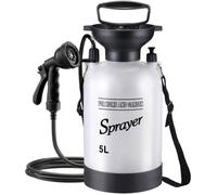 Douche de camping portable - Capacité 5L - Tête de pulvérisateur 10 modes - Tuyau 3 m - Soupape de sécurité