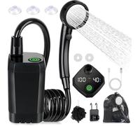 Douche de camping portable électrique rechargeable 6000mAh - afficheur température & batterie, 4 modes, filtre PP