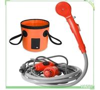 Douche de camping portable - FAFEICY - 12V - Seau pliable 20L - Câble allume-cigare 4m - Tuyau 2m