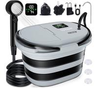 Douche de camping portable pliante : Unité intégrée 20L, longue autonomie, IPX8, batterie 13000mAh, écran LED, 5 vitesses réglables