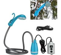 Douche de camping portable - Pompe de douche électrique - Rechargeable par USB - Avec pomme de douche - Pour l'extérieur, les voyages et la randonnée - Plastique - Bleu