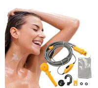 Douche de camping portable pour l'extérieur, pommeau de douche portable 12 V Pompe de camping - Kit de sac à eau pour voyage, lavage de voiture, randonnée, fleurs et à fleurs, accessoires
