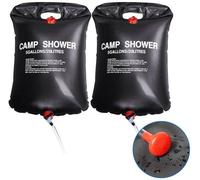 Douche de camping solaire portable, 20 litres - Lot de 2 - Légère - Idéale pour le camping - Résistante à la moisissure - Débit d'eau élevé - Kit de douche de voyage