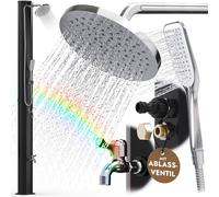Douche de jardin 35 litres Douche solaire avec douchette à main 20cm Douche de pluie jardin douche extérieure solaire douche à pied noir vis vidange