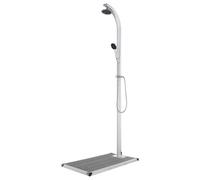 vidaXL Douche de jardin 220 cm Aluminium avec plaque de sol grise