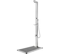 Douche de jardin avec plaque de base grise, colonne de douche, douche pour piscine, douche extérieure, douche de camping, pour jardin, douche à pluie, douche pour terrasse, pour usage extérieur, campi