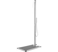 Douche de jardin avec plaque de base grise, colonne de douche, douche pour piscine, douche extérieure, douche de jardin, douche à pluie, douche de camping, douche pour terrasse, idéale pour les activi