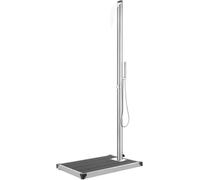 Douche de jardin avec plaque de base grise de 225 cm, en acier inoxydable, pour jardin, piscine ou terrasse, idéale pour les activités de plein air et le camping. (Référence : 3070785)