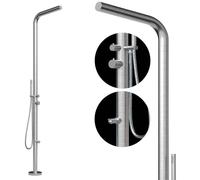 Douche de jardin - Douche d'extérieur - Inox 316 - Mitigeur à double poignée - Brossé