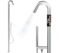 Douche de jardin en acier inoxydable Douche extérieure avec douchette à main V2A / 304 Eau chaude Eau froide Sauna Jardin Douche extérieure 2 prises
