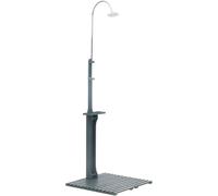 Douche de jardin en bois, anthracite, douche pour piscine, douche extérieure avec pommeau de douche pluie, idéale pour le camping, la piscine et le jardin. (Référence : 48208)