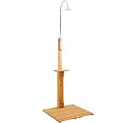 Douche de jardin en bois, fabriquée à partir de bois dur et de bois de pin, avec pommeau de douche en acier inoxydable, dimensions 75x75x221 cm. Accessoire pour piscine, douche pour piscine, pression
