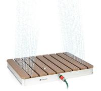 Douche de jardin mobile - Douche sur pied aspect bois - Jet d'eau 4 m - Douche extérieure pour sauna et piscine
