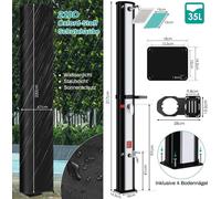 Douche de jardin solaire - Colonne de douche de 35 l - Douche de tête - Douche de pied - Alliage d'aluminium - Montage facile - Pour le jardin/la piscine/le camping - Argent/Noir