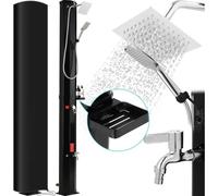 Douche de jardin solaire KR102-1, 35 litres, 217 cm, avec couvercle et robinet, noire