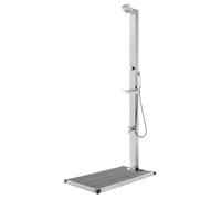 vidaXL Douche de jardin avec plaque de sol grise 225 cm acier inoxydable