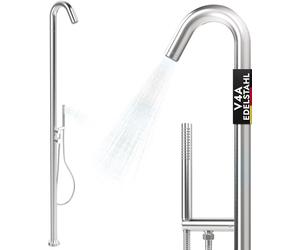 Douche de piscine Douche de jardin V4A AISI 316 en acier inoxydable Eau chaude Eau froide avec douchette Douche extérieure pour piscine Jardin Sauna de LAWA