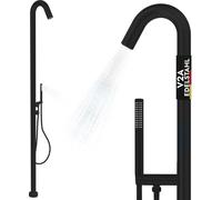 Douche de piscine V2A en acier inoxydable avec douchette à main 2 raccords eau chaude froide douche extérieure sauna jardin douche extérieure noir