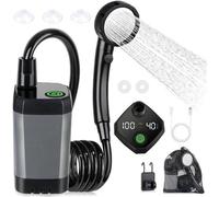 Douche de randonnée portable - Douche de randonnée rechargeable de 6 000 mAh - Avec écran LED intelligent - 4 modes de pulvérisation - Bras de douche d'extérieur étanche IPX7 - Pour la randonnée, les 