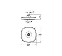 Douche de tête en métal monojet avec rotule GRANDERA 210 - - 27974000